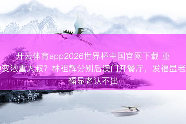 开云体育app2026世界杯中国官网下载 亚视男神变浓重大叔?林祖辉分别后澳门开餐厅,发福显老认不出