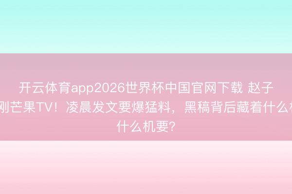 开云体育app2026世界杯中国官网下载 赵子琪硬刚芒果TV！凌晨发文要爆猛料，黑稿背后藏着什么机要？