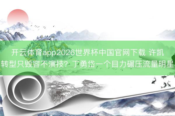 开云体育app2026世界杯中国官网下载 许凯转型只毁容不演技？丁勇岱一个目力碾压流量明星