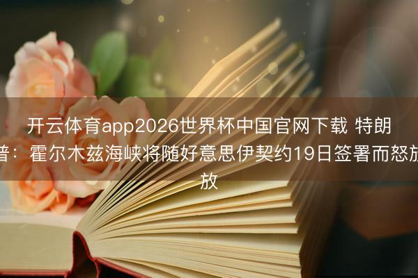 开云体育app2026世界杯中国官网下载 特朗普：霍尔木兹海峡将随好意思伊契约19日签署而怒放