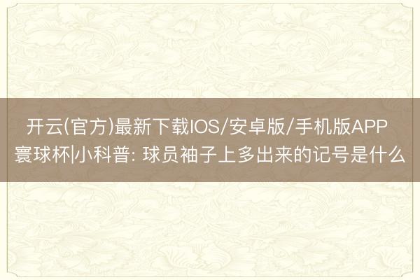 开云(官方)最新下载IOS/安卓版/手机版APP 寰球杯|小科普: 球员袖子上多出来的记号是什么